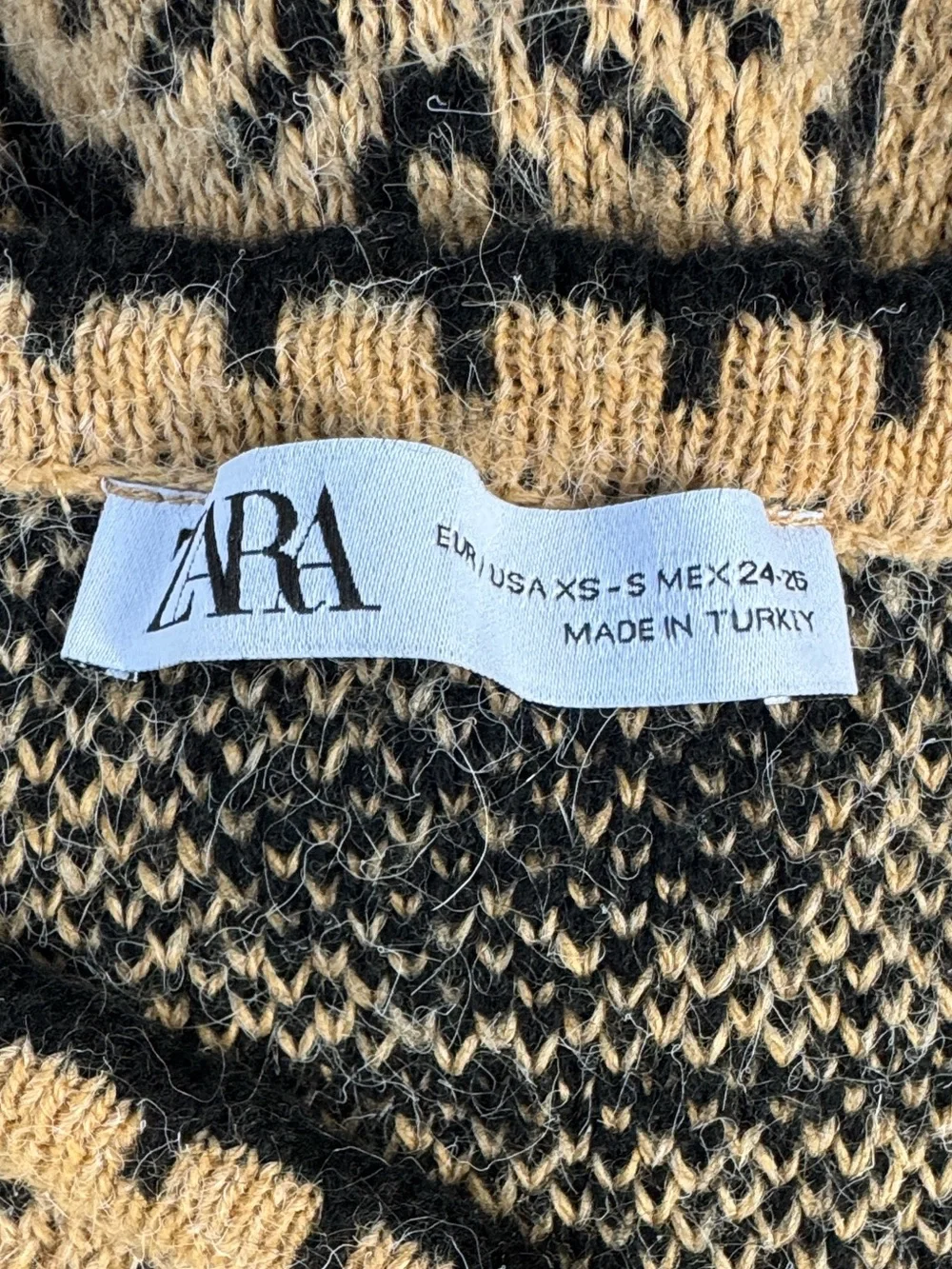 VINTAGE Zara Asymmetrical Neckline Jacquard Knit Patchwork Sweater Size XS—S